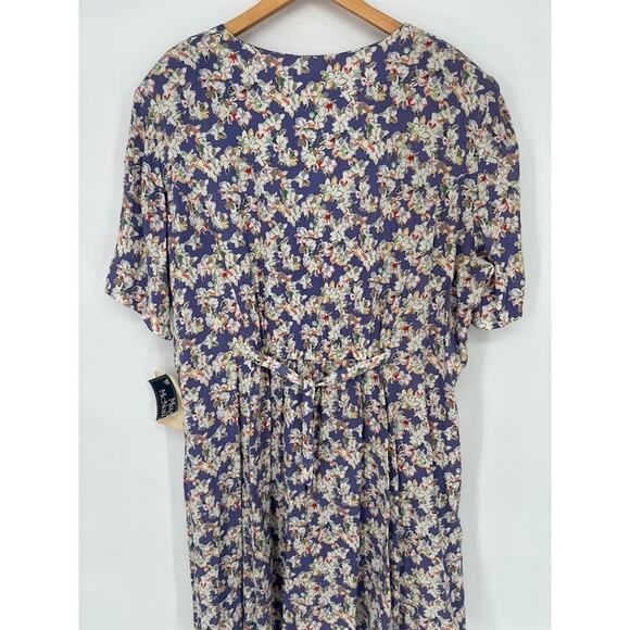 Vintage Maggie McNaughton Dress 22W Floral 90s Button Front Prairie Cottagecore - Picture 5 of 12